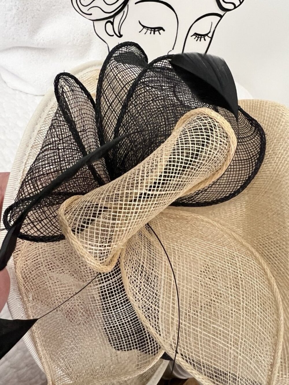 Fashion Derby Hat Cream Black Feather Bow Wedding Cocktail Party Accessorize - Picture 9 of 15